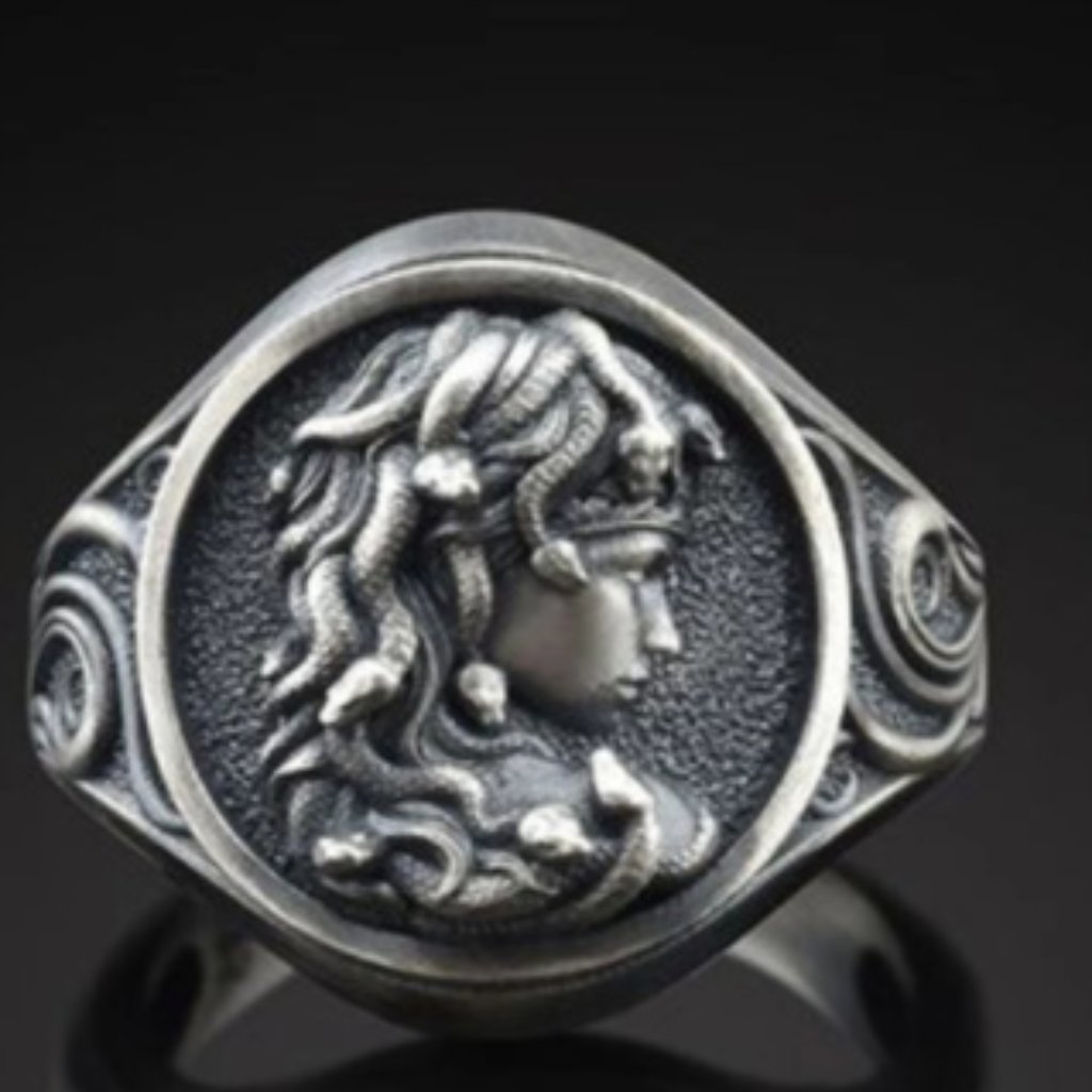 Silver Snake Hair Medusa Ring Punk Viking Guard Jewel 5$